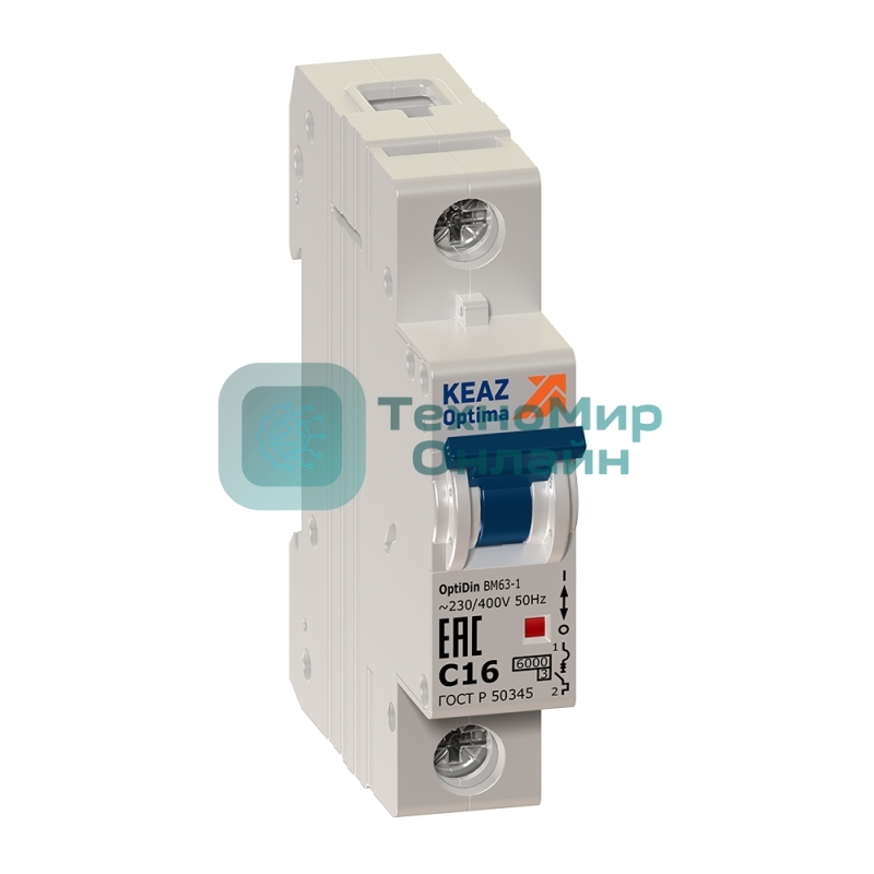 Выключатель автоматический модульный 1п C 6А 6кА OptiDin BM63-1C6-УХЛ3 КЭАЗ 260515