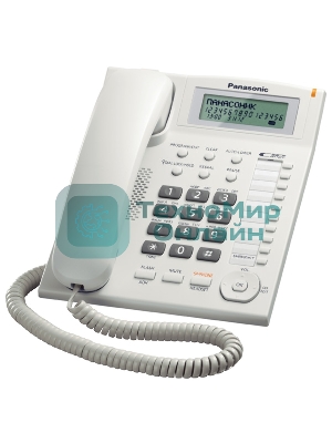 Телефон проводной Panasonic KX-TS2388RUW белый индикатор вызова,повторный набор последнего номера,4 уровня громкости звонка