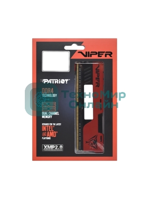 Оперативная память Patriot Viper Elite II, DDR4, 16GB (2x8 GB), 2666 MHz, CL16, DIMM, радиатор, красный