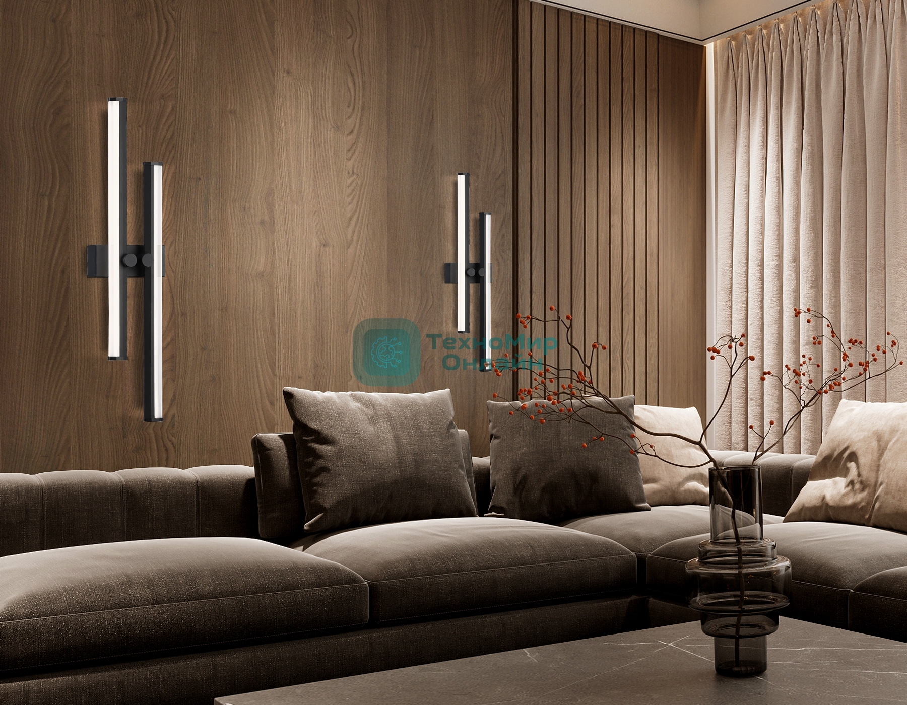 Настенный светодиодный светильник Ambrella light FL6152 BK черный 18W 3000K-6400K 510*120*65