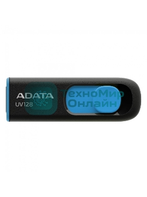 Флешка USB ADATA UV128 (AUV128-64G-RBE), 64Gb, USB 3.0, R/W 100/30, черный/синий