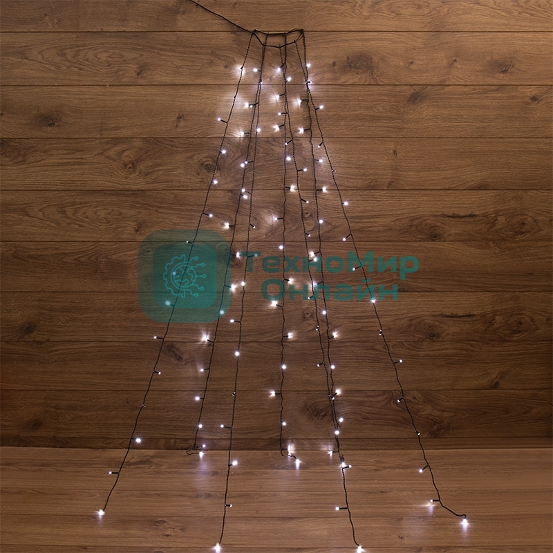 Елочная гирлянда с кольцом Neon-night 7 нитей по 1,5 метра, цвет диодов белый, не соединяется