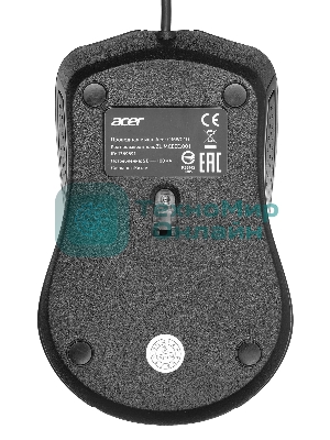 Мышь проводная Acer OMW010 черный, 1200 dpi, USB, кнопки - 3