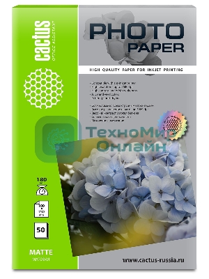 Фотобумага Cactus CS-MA618050 A6/180г/м2/50л./белый матовое для струйной печати