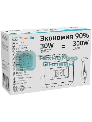 Прожектор светодиодный Gauss Elementary 30W 2695lm 4000К 200-240V IP65 черный LED