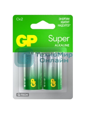 Алкалиновые батарейки GP Super Alkaline G-Tech 14А типоразмера C - 2 шт. на блистере (2 шт.)