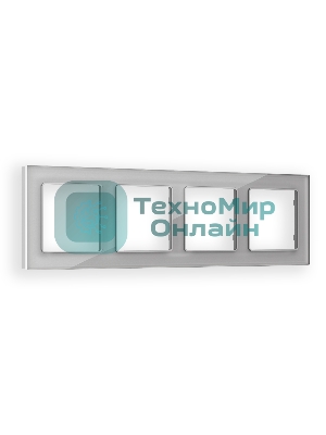Рамка ALFA Platos (Серебро Стекло органическое) 4-ая AF330404