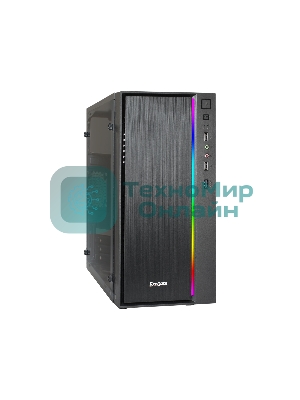 Компьютерный корпус Minitower ExeGate mEVO-9301 Black-RGb light, ATX, (500NPX), 2*USB+1*USB 3.0, HD Audio