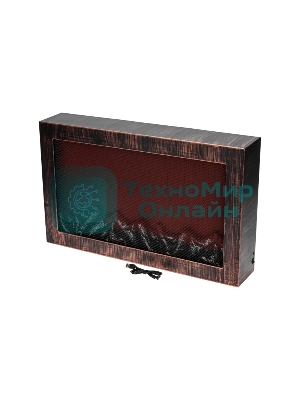 Светодиодный камин Neon-night Ретро с эффектом живого огня 60,3х11х36,8см, работает от батареек 3хС (в комплект не входят) или от USB (в комплекте), бронзовый