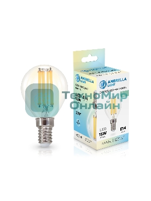 Лампа светодиодная 451534 Filament LED P45 15W E14 4000K 220-240V
