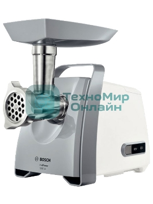 Мясорубка электрическая Bosch MFW 66020 белый/серый, 1800 Вт, 3.0 кг/мин, реверс, защита от перегрузки, насадки - 5