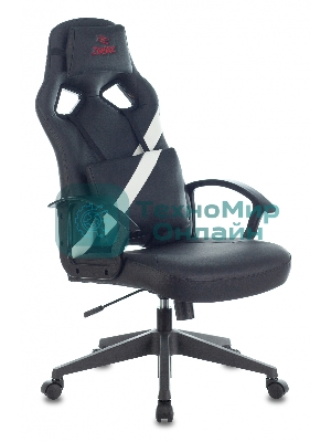 Кресло игровое Zombie DRIVER черный/белый, искусственная кожа, с подголов. крестовина пластик