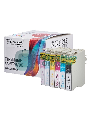 Набор струйных картриджей Sakura C13T04874010 (T0487-T0481/T0482/T0483/T0484/T0485/T0486) для Epson, мультипак, 16 мл., 460 к.