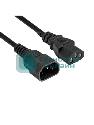Кабель питания ExeGate Power EC-1P (C13->C14, VDE-250V-3*1.0мм2, медь, черный, 16A, 1 м)