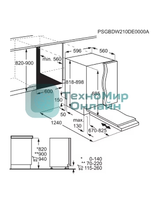 Встраиваемая посудомоечная машина ELECTROLUX EEG88600W/Встраиваемая полногабаритная посудомоечная машина, загрузка на 14 комплектов посуды, сенсорное управление, 8 программ, 59.6x56x82 см, черный, сушка: с открыванием дверцы, индикация на полу: проекция дисплея