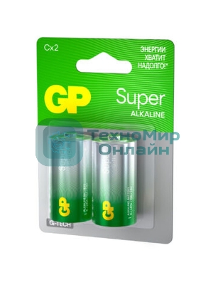 Алкалиновые батарейки GP Super Alkaline G-Tech 14А типоразмера C - 2 шт. на блистере (2 шт.)