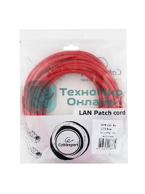 Патч-корд UTP Cablexpert cat.5e, 5м, литой, многожильный, красный