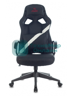 Кресло игровое Zombie DRIVER черный/белый, искусственная кожа, с подголов. крестовина пластик