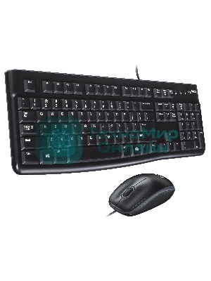 Комплект клавиатура+мышь Logitech MK120 проводной, USB, 1000 DPI, чёрный(заводская гравировка)