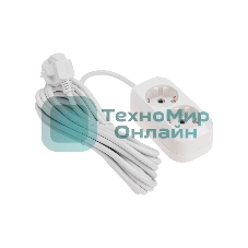 Удлинитель PROconnect 2 гнезда, 5 м, 3х0,75 мм², с/з, белый