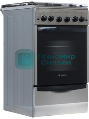 Плита газовая Gefest ПГ 5100-02 0004 серебристый, конфорок 4 шт, духовка 52 л, 50 см x 85 см x 58.5 см