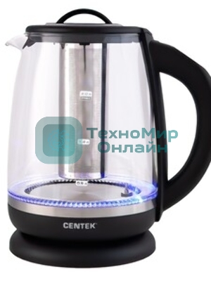 Электрочайник Centek CT-0017 черный, 2 л, 2200 Вт, скрытый нагревательный элемент, поддержание температуры