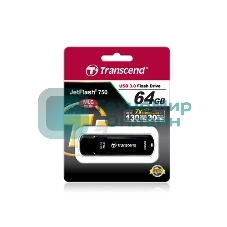 Флешка USB Transcend JetFlash 750 (TS64GJF750K), 64Gb, USB 3.0, R/W 130/40, черный