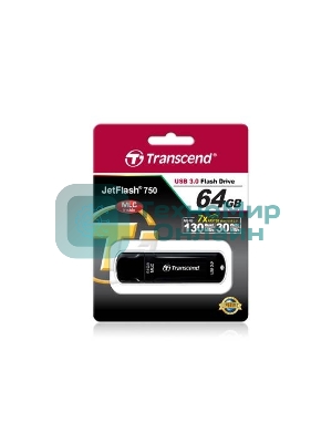 Флешка USB Transcend JetFlash 750 (TS64GJF750K), 64Gb, USB 3.0, R/W 130/40, черный