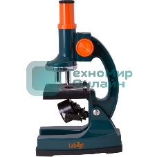 Микроскоп Levenhuk LabZZ M1 монокуляр 100-300 на 3 объектива зеленый/оранжевый