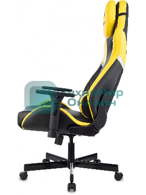 Кресло игровое Knight Thunder 5X черный/желтый эко.кожа крестов. металл