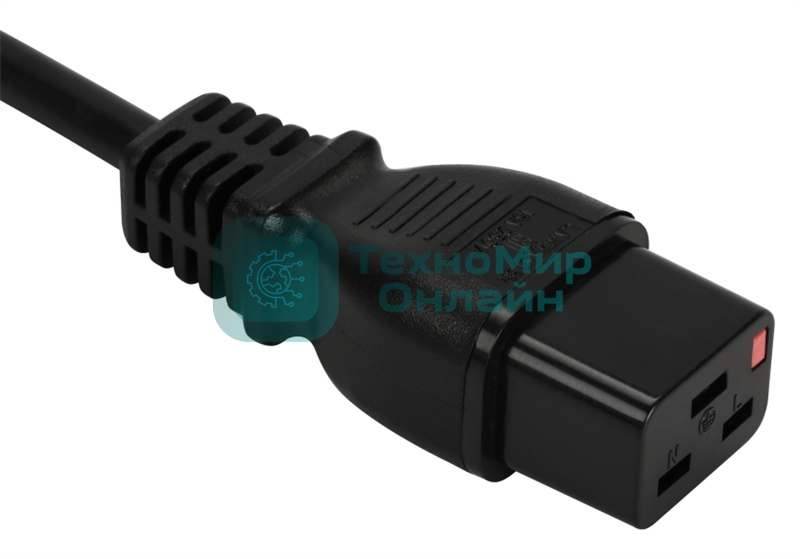 Шнур питания Lanmaster с блокировкой C19-C20, 3х1.5, 220В, 16А, черный, 1 метр