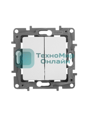 Переключатель 2-клавишный, 10AX, бел. ETIKA 
