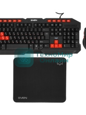 Комплект клавиатура + мышь SVEN GS-9200 игровые клавиатура, мышь и коврик