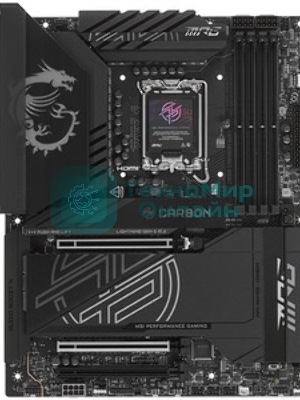 Материнская плата MSI MPG Z890 CARBON WIFI, LGA 1851, Intel Z890, 4xDDR5, 4xSATA, 5xM.2, 1xPCI-E 5.0 x16, 1xPCI-E 5.0 x8, 1xPCI-E 4.0 x4, 1xHDMI, 2xUSB-C Thunderbolt 4, 1xUSB-C 3.2 Gen 2, 10xUSB-A 3.2 Gen 2, 2x 5Gb LAN, 2x3.5 мм, 7.1, ATX