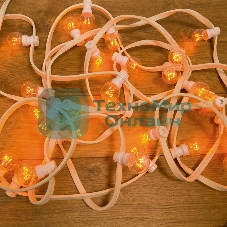 Гирлянда Neon-night LED Galaxy Bulb String 10м, белый каучук, 30 лампx6 LED желтый, влагостойкая IP65