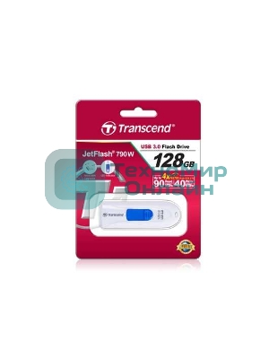 Флешка USB Transcend Jetflash 790 (TS128GJF790W), 128Gb, USB 3.0, R/W 90/40, белый