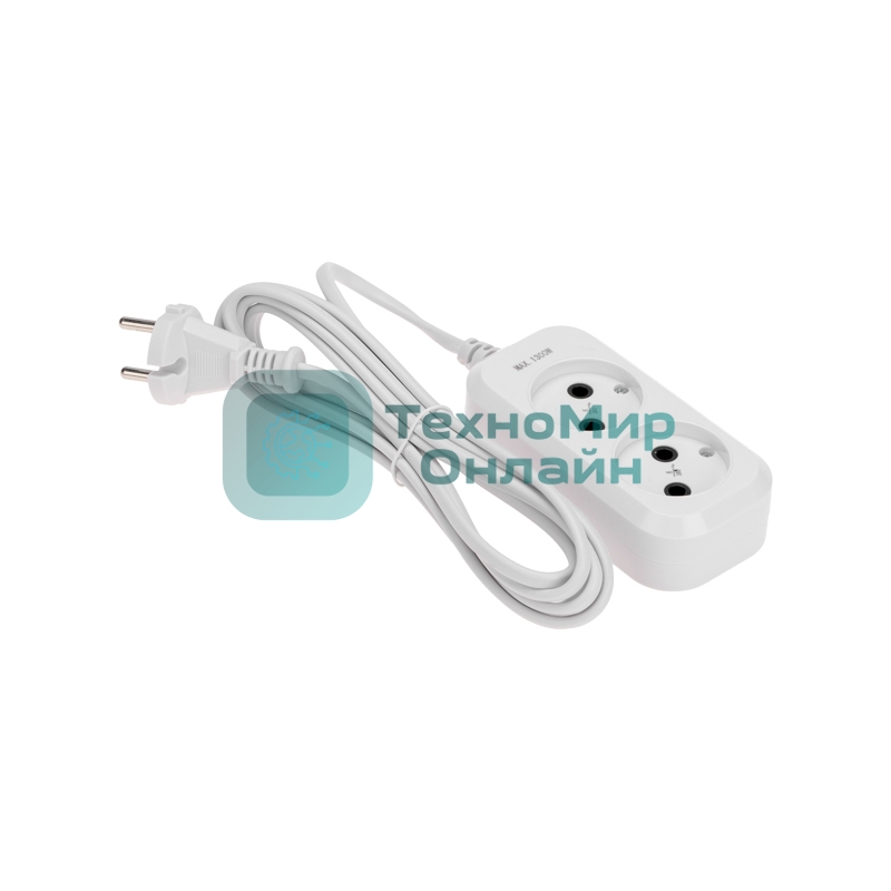 Удлинитель PROconnect 2 гнезда, 3 м, 2х0,75 мм², б/з, белый
