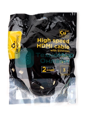 Кабель HDMI Cablexpert CCF2-HDMI4-10, 19M/19M, v2.0, медь, позол.разъемы, экран, 2 фер.кольца, 3м, черный, пакет