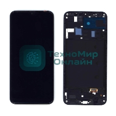 Дисплей для Samsung Galaxy A20 SM-A205F в сборе с тачскрином и рамкой (TFT) черный