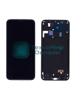 Дисплей для Samsung Galaxy A20 SM-A205F в сборе с тачскрином и рамкой (TFT) черный