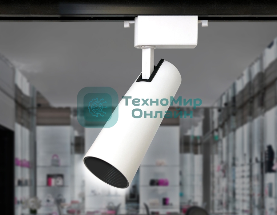 Трековый однофазный светодиодный светильник Ambrella light GL5853 WH/BK белый/черный LED 30W 4200K 24°