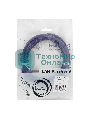 Патч-корд UTP Cablexpert cat.5e, 2м, литой, многожильный, фиолетовый