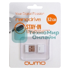 Флешка USB 2.0 QUMO 32Gb, NANO QM32GUD-NANO-W белый