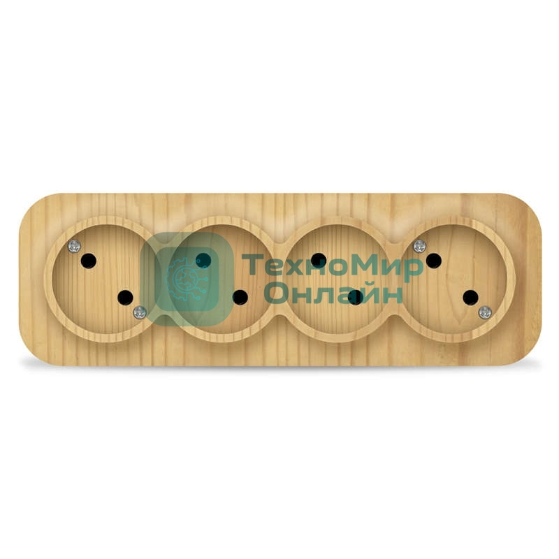 Розетка 4-м ОП 10А IP20 без заземл. сосна IONICH 1456