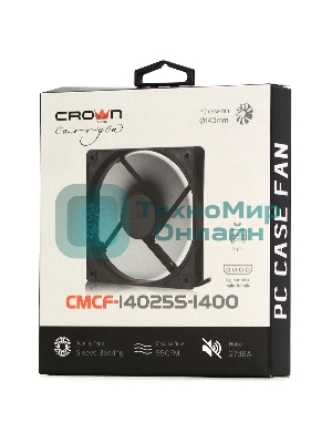 Вентилятор для корпуса Crown CMCF-14025S-1400 черный, 140 мм, 1200 об/мин, 27 дБ, 3 pin