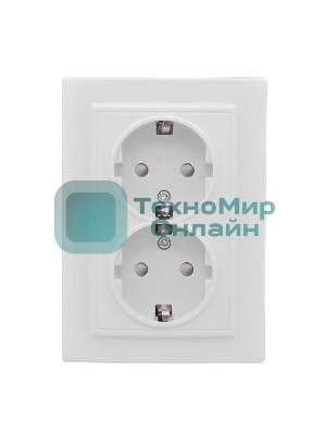 Розетка 2-ая, с/з,со шторками, 16А, СП Basic Минск белый
