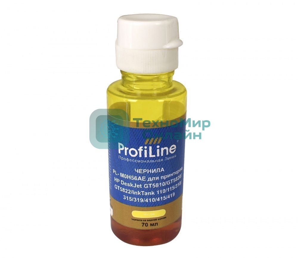 Чернила ProfiLine PL-M0H56AE (GT52) для принтеров HP DeskJet GT5810/GT5820/GT5822/InkTank 110/115/310/315/319/410/415/418 на водной основе Yellow 70 мл