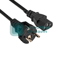 Кабель питания ExeGate Power PC-1P (Евровилка Schuko->C13, VDE-250V-3*1.0мм2, медь, черный, 16A, 1м)