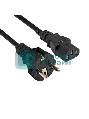 Кабель питания ExeGate Power PC-1P (Евровилка Schuko->C13, VDE-250V-3*1.0мм2, медь, черный, 16A, 1м)