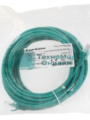 Патч-корд ExeGate UTP-RJ45-RJ45-5e-5M-GN, UTP, cat.5e, 5м, зеленый